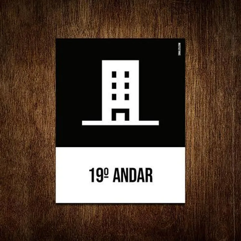 Placa Sinalização Ícone - 19 Andar 18x23
