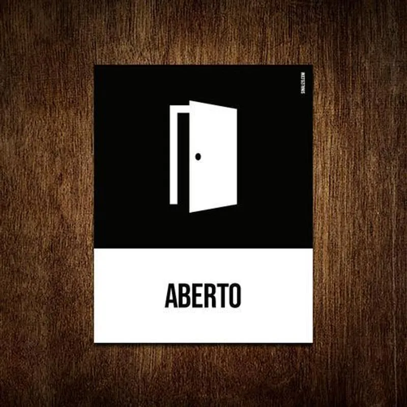 Placa Sinalização Ícone - Aberto 18x23