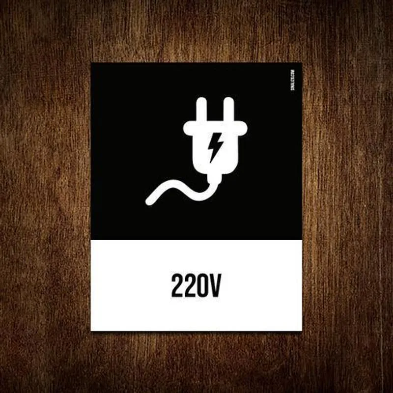 Placa Sinalização Ícone - 220v 18x23