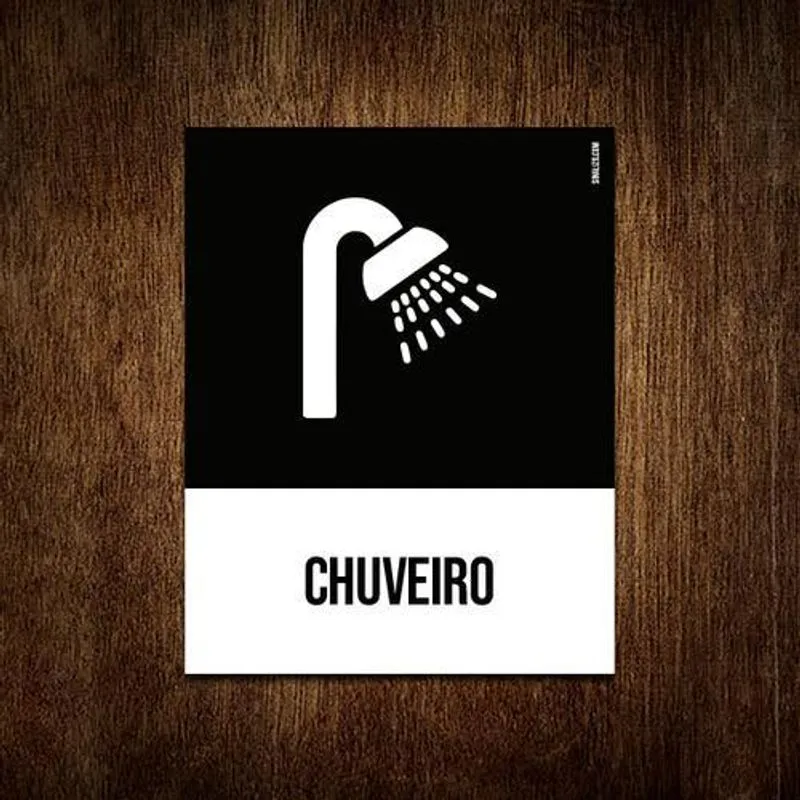 Placa Sinalização Ícone - Chuveiro 18x23