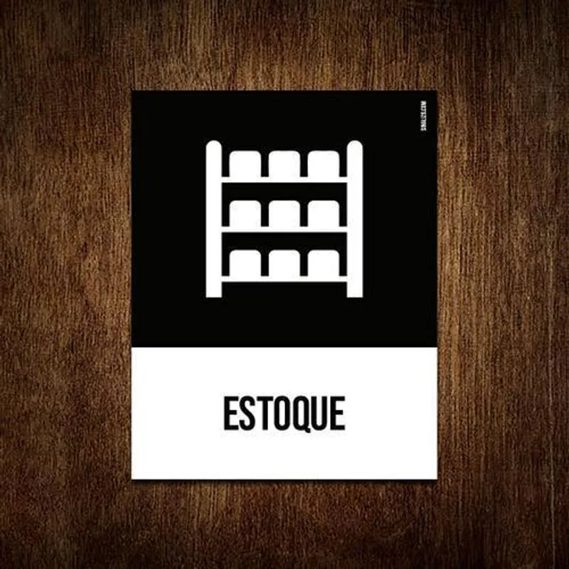 Placa Sinalização Ícone - Estoque 18x23