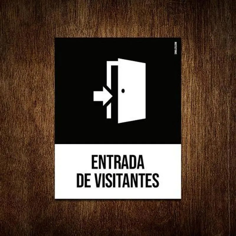 Placa Sinalização Ícone - Entrada De Visitantes 18x23