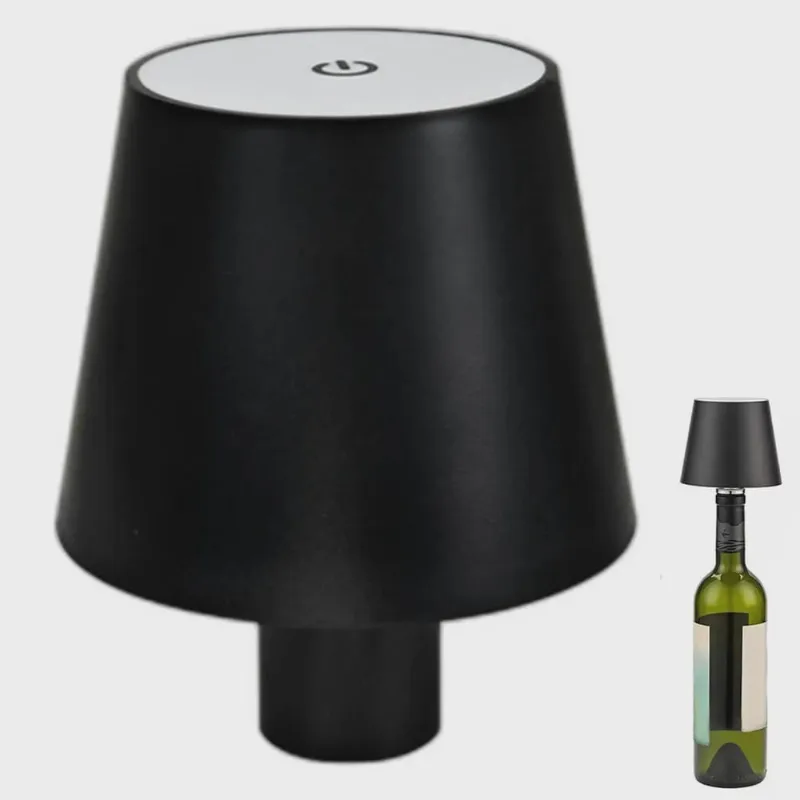 Luminaria Abajur de Garrafa Recarregavel Mesinha Decoraçao Quarto Sala Escrivaninha Estante 3 Tons Ajsutavel Escritorio Casa Home Office