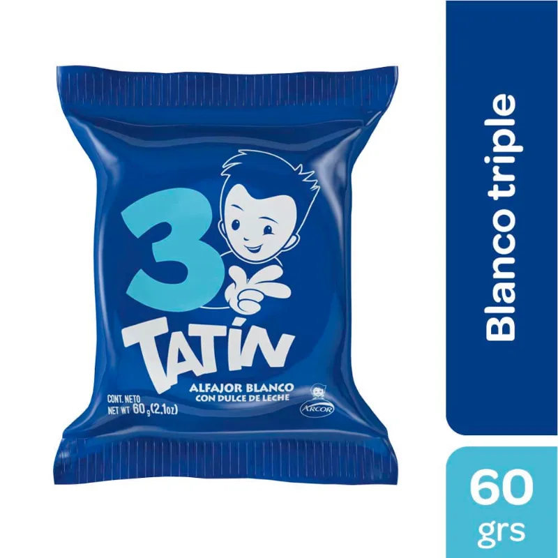 Alfajor Triple Blanco de Dulce de Leche 60 Grs Tatin Alfajores Triple Blancos Con Dulce De Leche Tatin 60 Gr