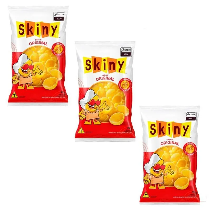 Kit 25 Salgadinho De Milho Skiny Sabor Natural 35g Clássico