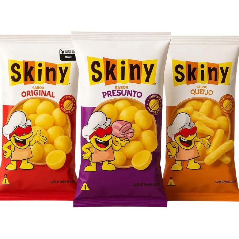 Kit 100 Salgadinhos Skiny De Milho 35g Sabores Variados