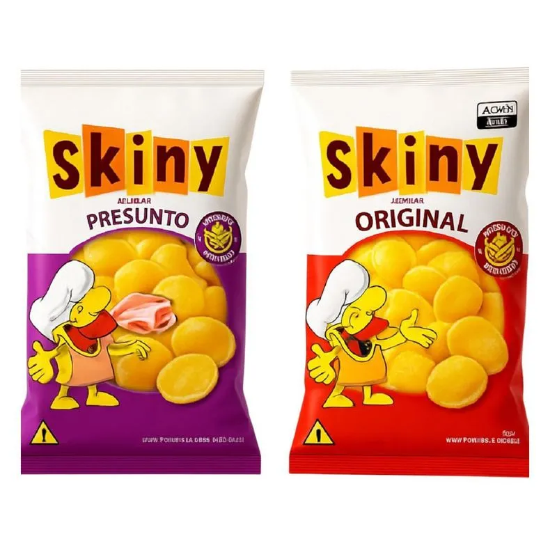 Kit 50 Salgadinhos Skiny Presunto E Natural De Milho De 35g