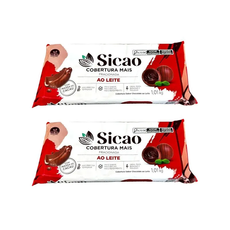Kit 4un Cobertura Mais Chocolate Ao Leite Sicao Barras 1 Kg