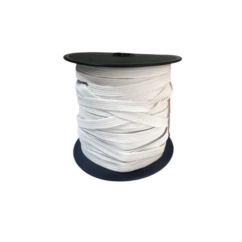 Rolo De Elástico Chato Branco N14- 0.8Mm Largura 50 Metros