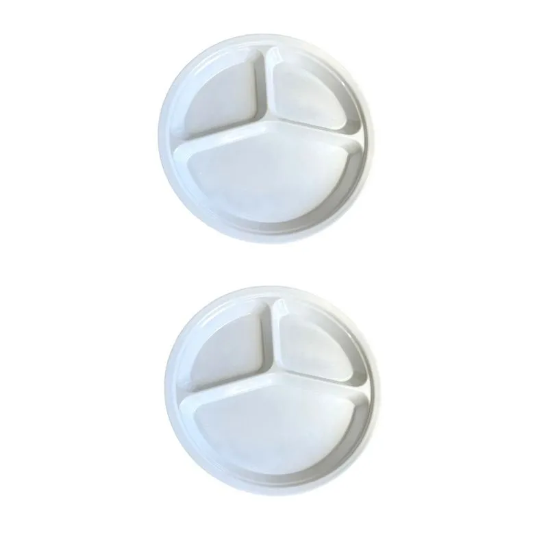 Kit 2 petisqueiras de melanina 26cm branca com 3 divisões