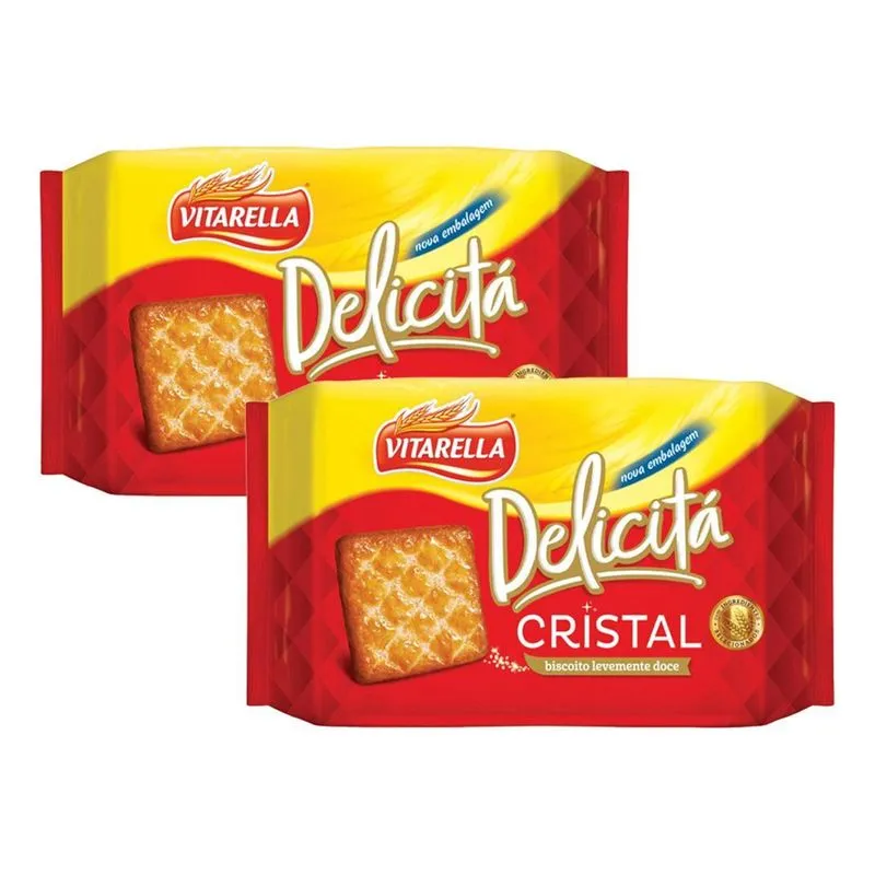 20 Biscoito Bolacha Delicita Cristal Vitarella Pacote 414g