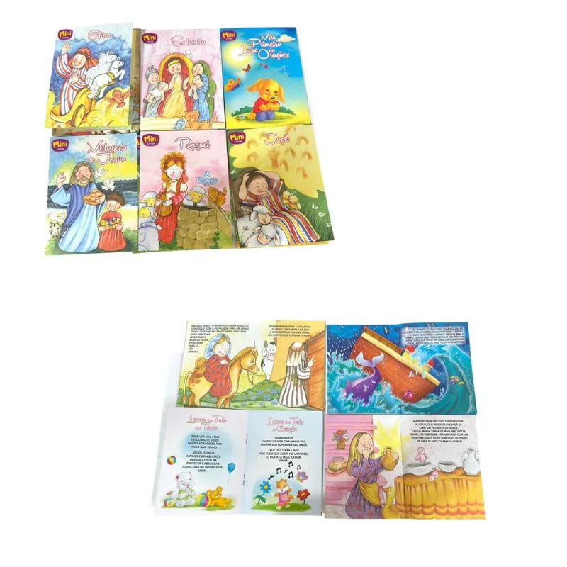 Kit 5 Mini Livros Evangélicos Infantil Bíblicos Coloridos