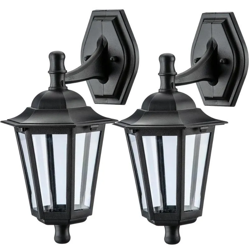 Kit 2 Arandelas Pretas de Parede Bivolt 37cm Lente Transparente Luminárias Bivolt
