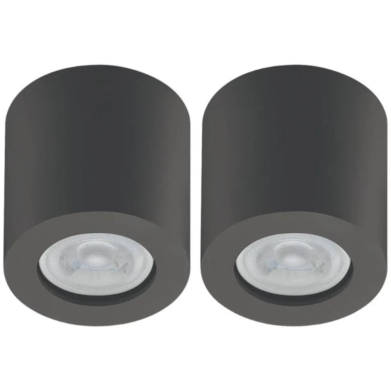 Kit 2 Spots Sobrepor Redondos Pretos Bivolt MR16 Luminárias Teto Baixa Dital Zoom Salas Quartos