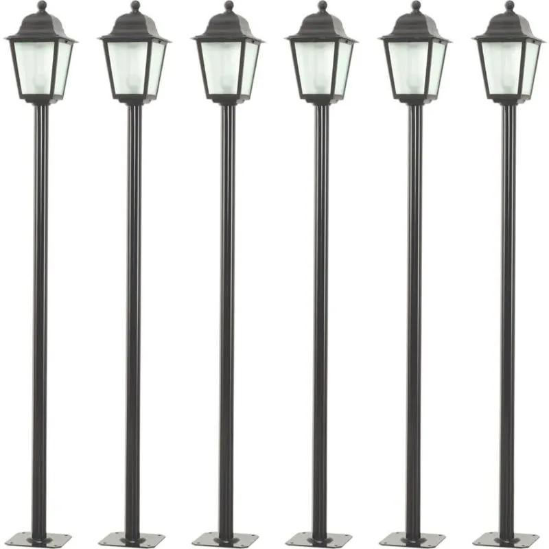 Kit 6 Postes Coloniais 1,95m Luminárias de Chão Jardim Pretas Área Externa Dital Soberana