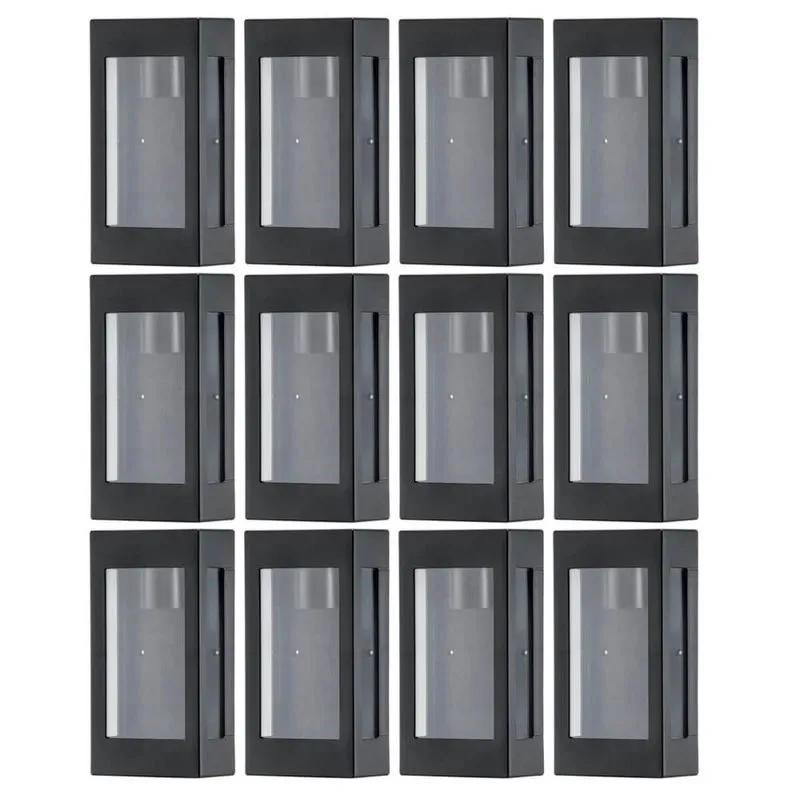 Kit 12 Luminárias de Parede Arandelas Externas Prime Pretas Bivolt Jardim Fachada Muro Dital