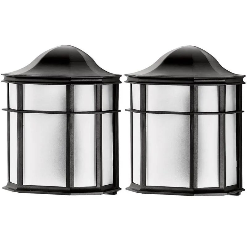 2 Luminárias de Parede Pretas Arandelas 25cm Lente Fosca De Ville Dital