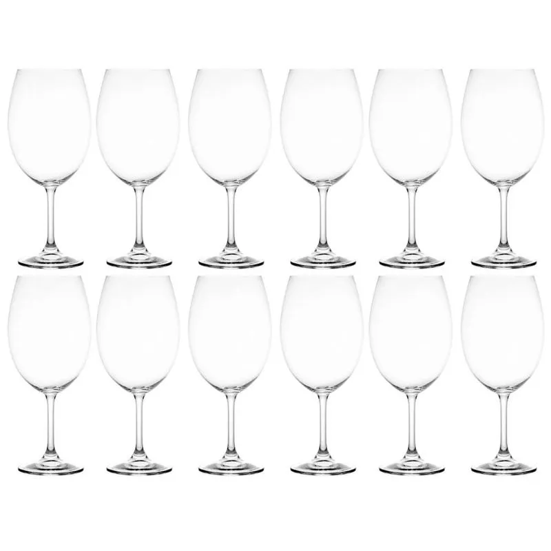 Conjunto 12 Taças de Vinho Tinto 580ml Cristal Degustação Lyor Sommelier Crystalite Bohemia Linha Sylvia