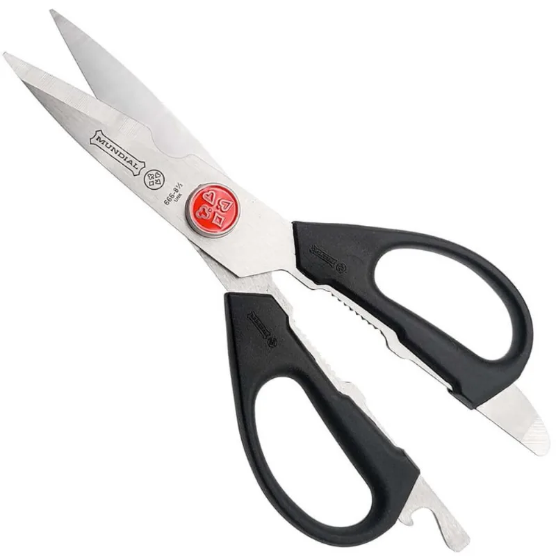 Kit 5 Tesouras de Cozinha Mundial Inox Desmontável 21,5cm Multiuso Culinária Preta