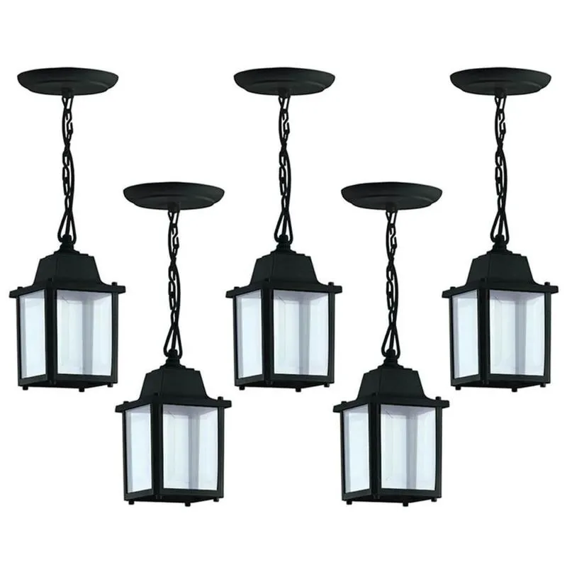 Kit 5 Pendentes Luminárias de Teto Colonial Vintage Preto Interno Externo Bivolt E27 Dital