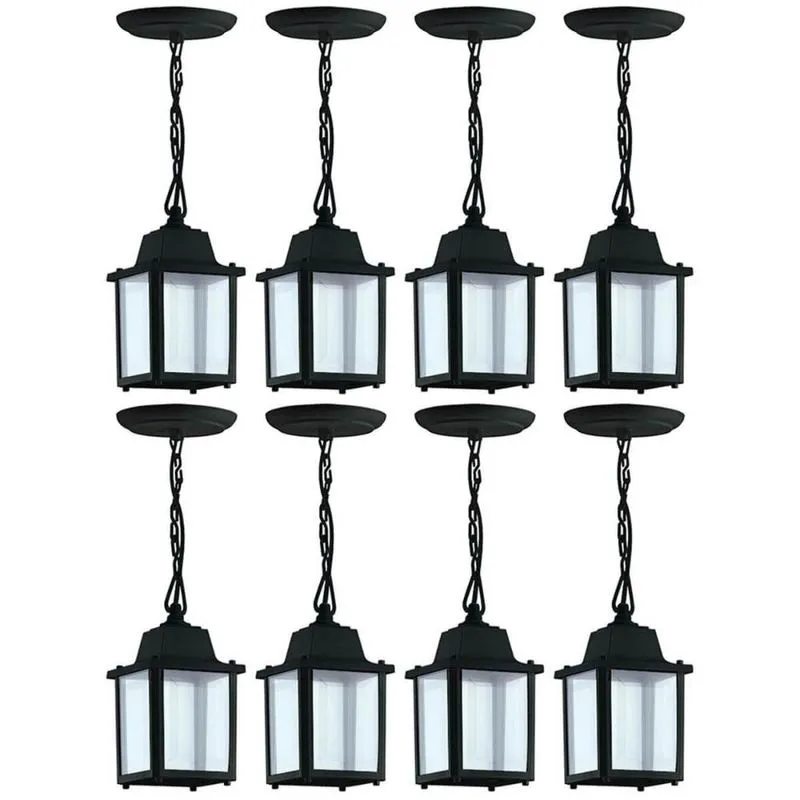 Conjunto 8 Pendentes 37cm Luminárias Pretas de Teto Vintage Interno Externo Bivolt Dital