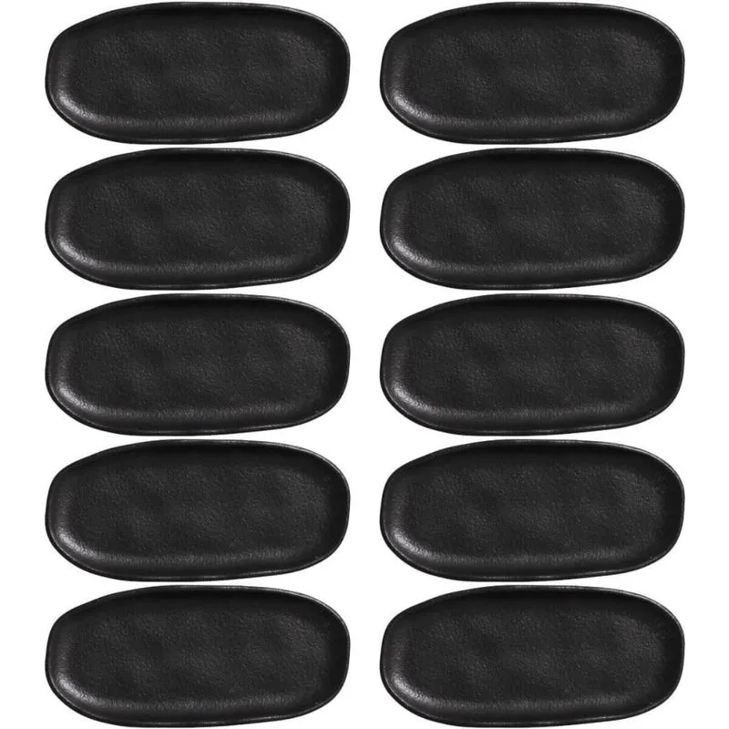 Kit 10 Travessas 16,5x8cm Cerâmica Orgânico Preto Restaurante Buffet Porto Brasil