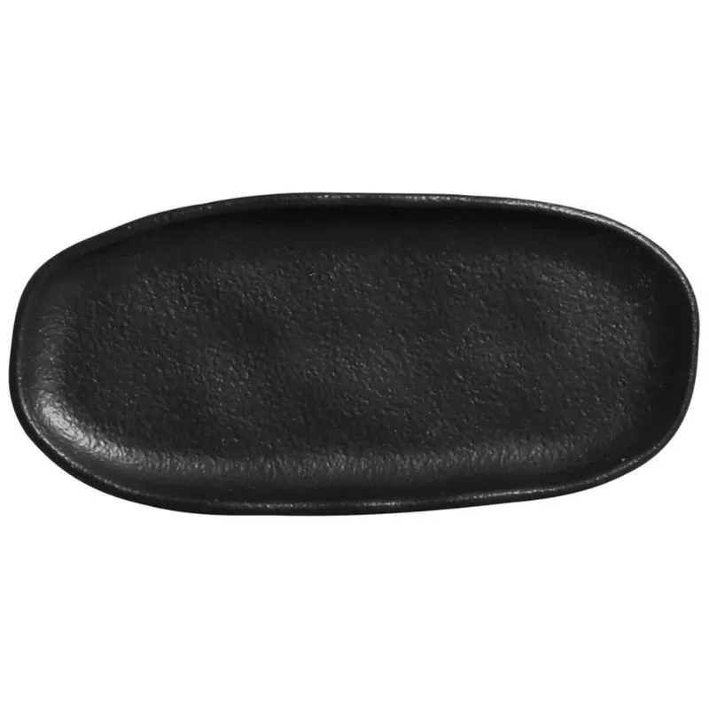 Kit 40 Travessas Oval Mini 16,5x8cm Rasa Cerâmica Preto Buffet Evento Antepasto