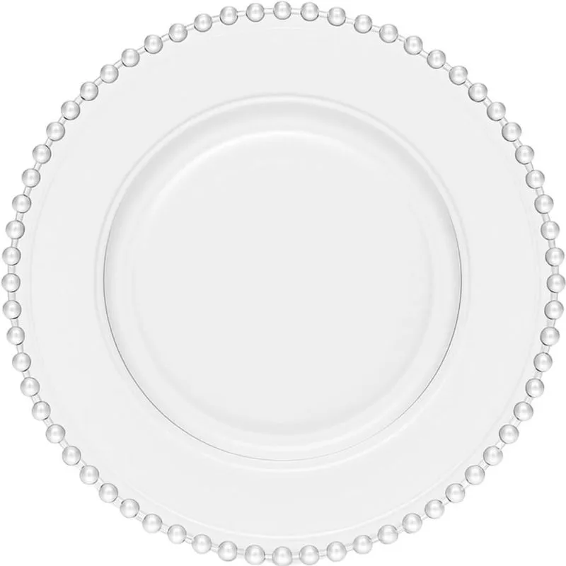 Conjunto 48 Pratos Rasos 28cm Pearl Cristal Wolff Transparente Redondos Restaurantes Mesa Posta