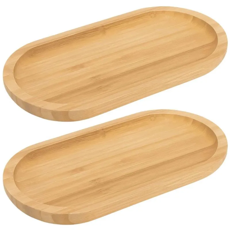 Kit 2 Travessas 20x10cm Oval Nature Lyor Bambu Bandeja Servir Porções Aperitivos