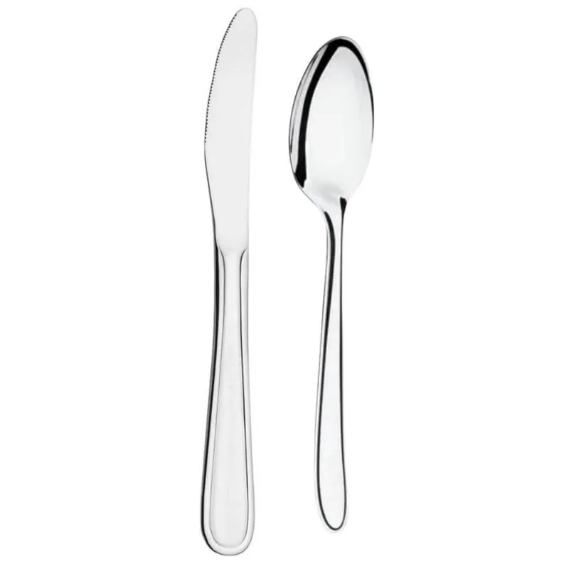 Jogo 12 Facas 20cm e 12 Colheres 18cm Inox Siena Brinox Mesa Posta Jantar Almoço