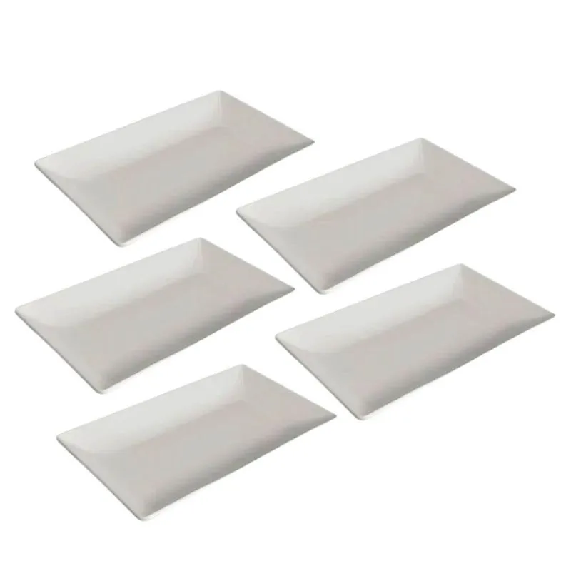 Kit 5 Travessas 35x22,5cm Wolff Melamina Branca Bandeja Servir Porções Retangular