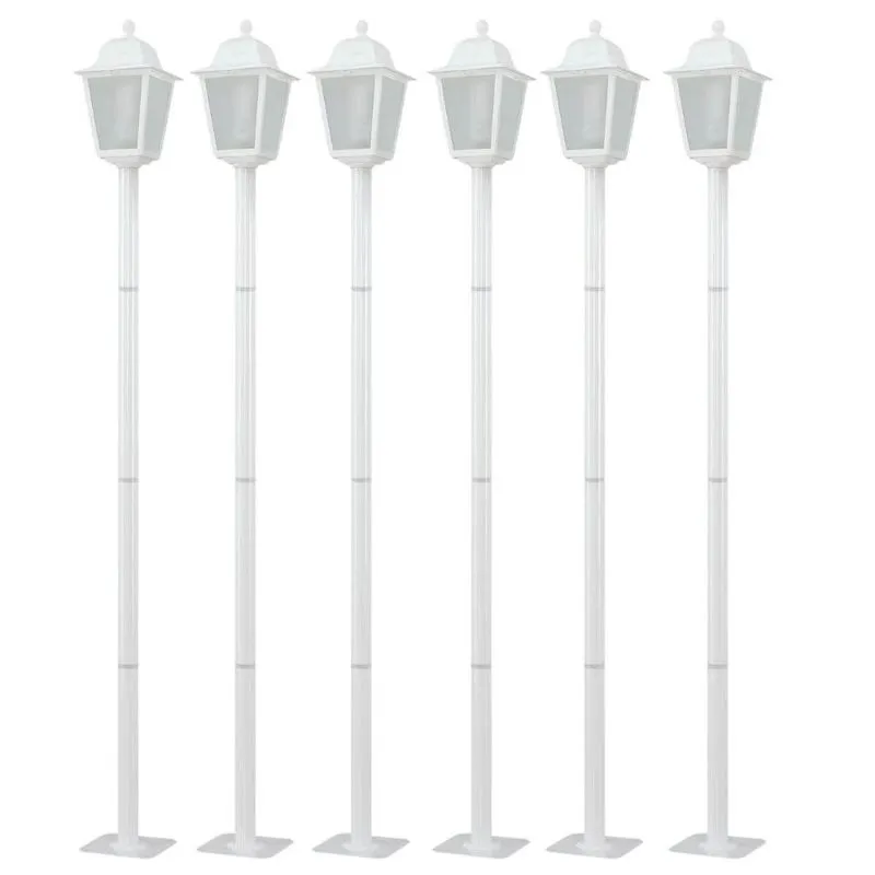 Kit 6 Postes Estacionamento 1,95m Luminárias Branco Jardim Praça 1 Lâmpada Dital