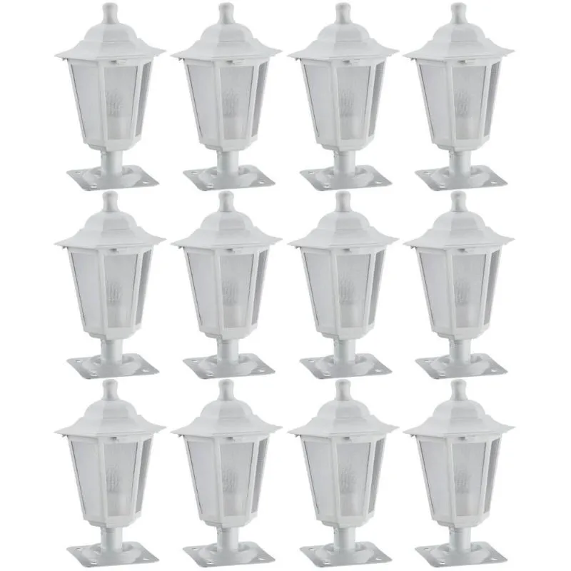 Kit 12 Luminárias de Chão 31cm Externa Decorativa Balizador de Jardim Lente Fosca Branco Dital