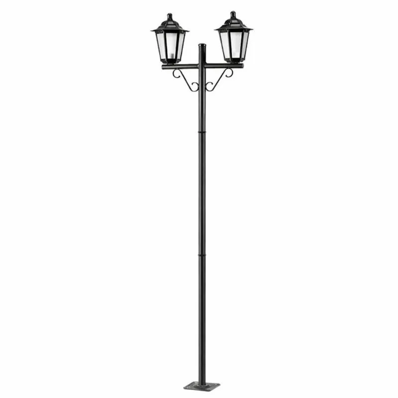 Kit 12 Postes Luminárias para Jardim Preto Clássico Colonial 1,61m Alumínio Lente Fosca Grega Dital