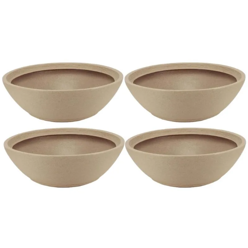 Kit 4 Vasos Flores Plantas 22cm Indi Areia Tramontina Plástico Jardim Varanda