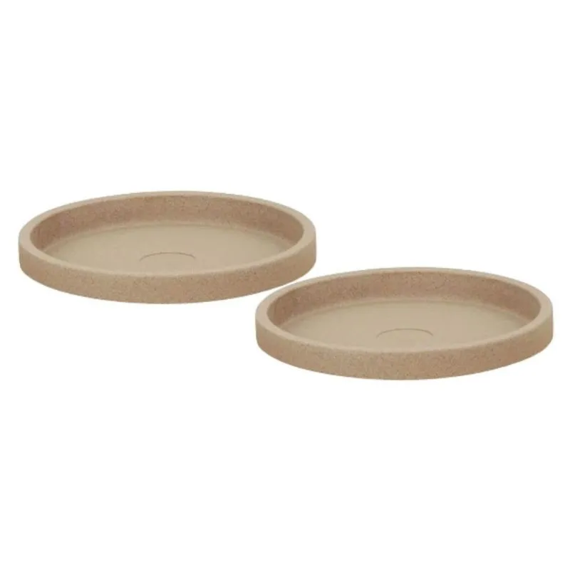 Kit 2 Pratos Médio para Vaso de Flor Granito Areia Polietileno Tramontina Jardim Folhagem