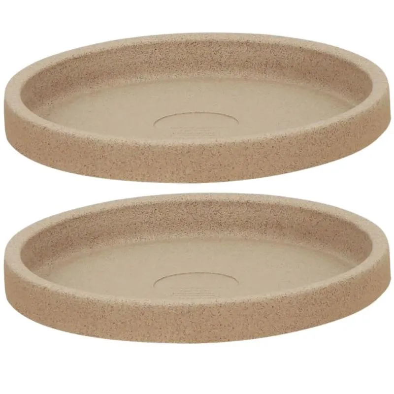 Kit 2 Pratos Pequenos para Vaso de Flores 33,5cm Granito Areia Tramontina Plantas Folhagens
