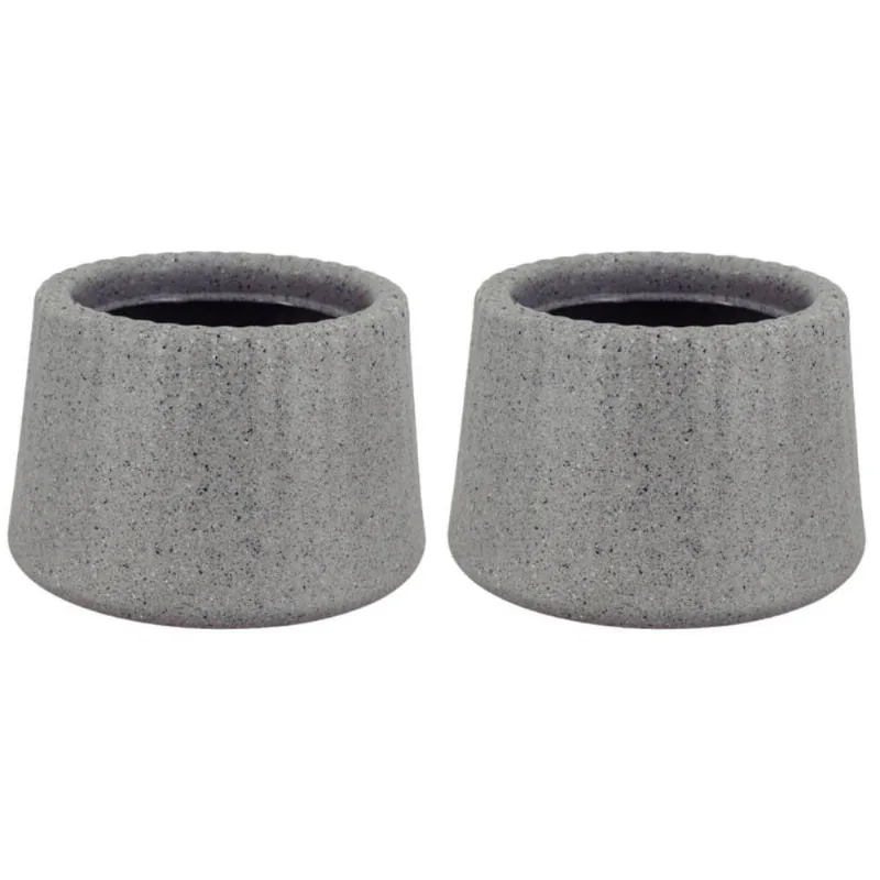 Kit 2 Vasos de Flor Decorativos Tramontina Lótus 600ml Pedra Pequenos Acabamento Granito
