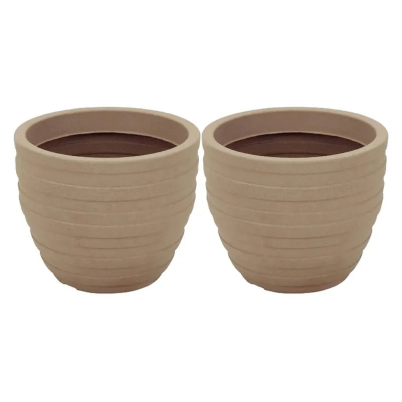 Kit 2 Vasos para Plantas Inca Tramontina 38cm em Polietileno Reciclável Granito Areia