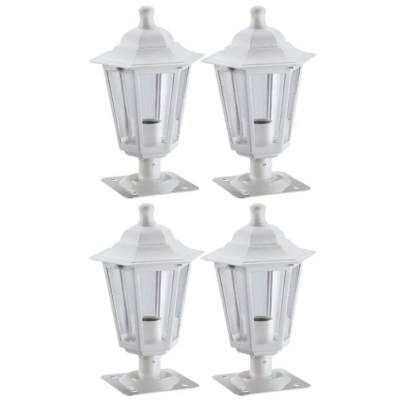 Kit 4 Balizadores Jardim Muro em Alumínio Luminária Externa Clássica Lente Transparente Dital