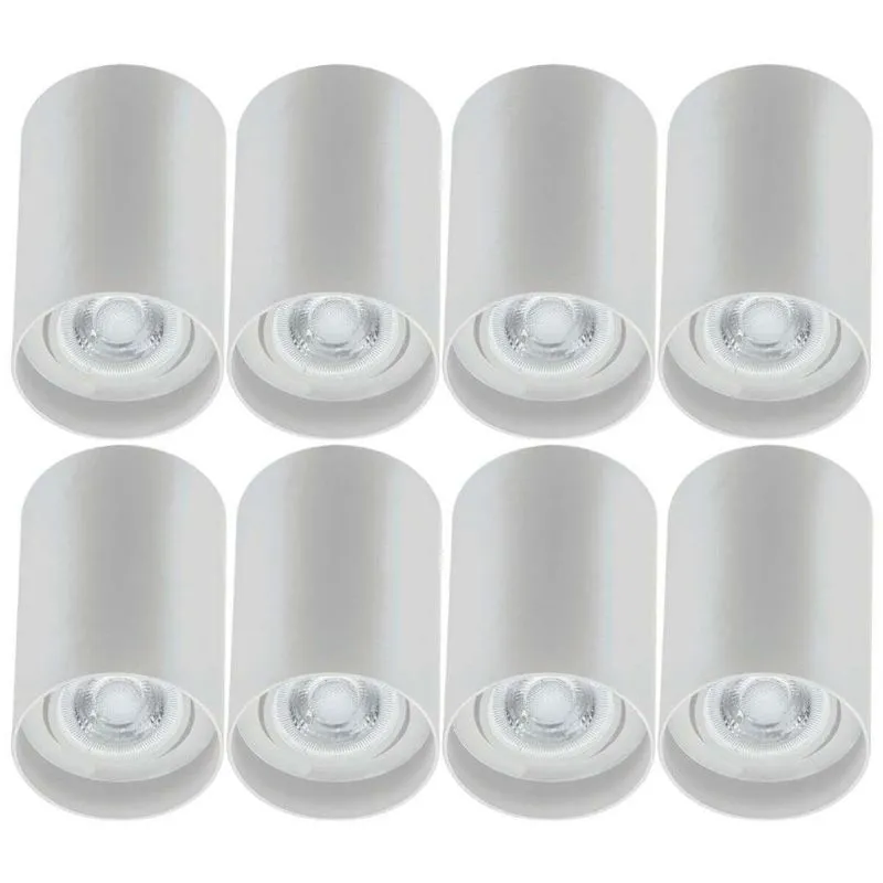 Kit 8 Spots Luminária de Sobrepor Redondo Alto Branco Dital Zoom Termoplástico Lâmpada Mr16