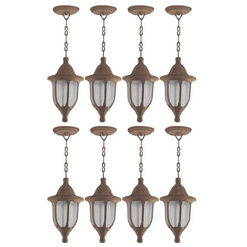Kit 8 Luminárias Decorativa Pendente para Teto Marrom Plástico Lâmpada E27 Dital