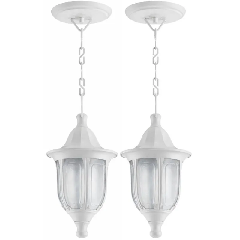 Jogo 2 Luminárias de Teto Modena Lente Fosca 52cm Pendentes Bivolt E27 Branco Dital
