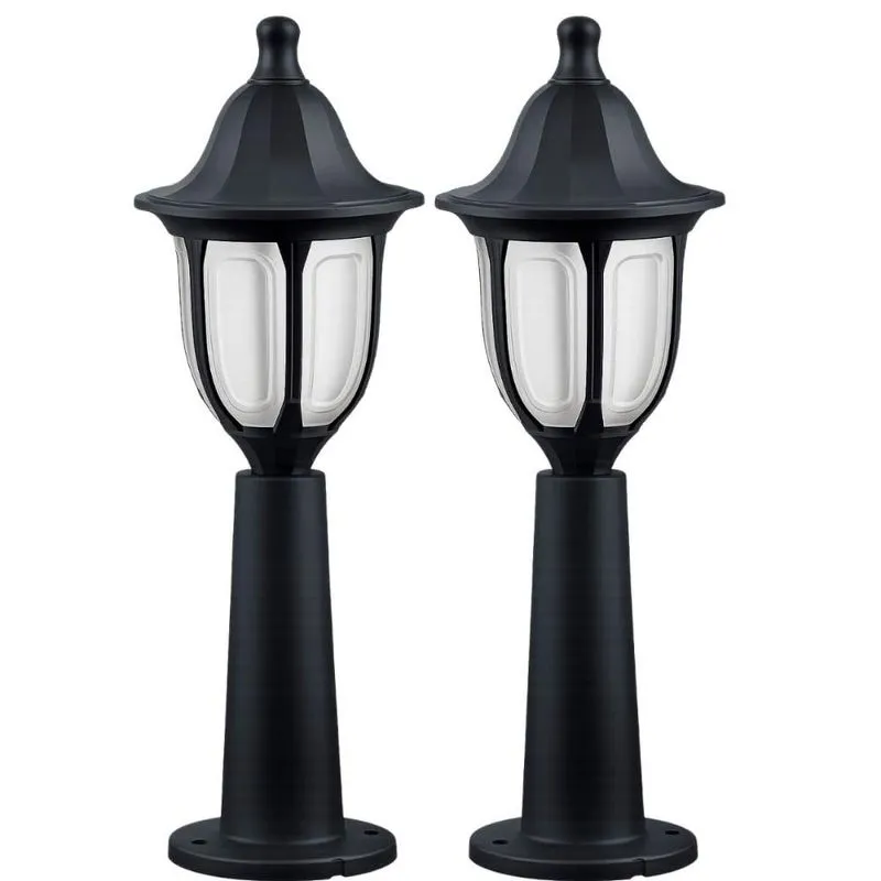 2 Postes Balizadores em Termoplástico 45cm Luminária Externa com Lente Fosca Quintal Varanda
