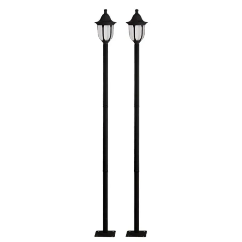 Kit 2 Postes de Iluminação Preto para Jardim Tubo Alumínio Lâmpada E27 Bivolt Dital