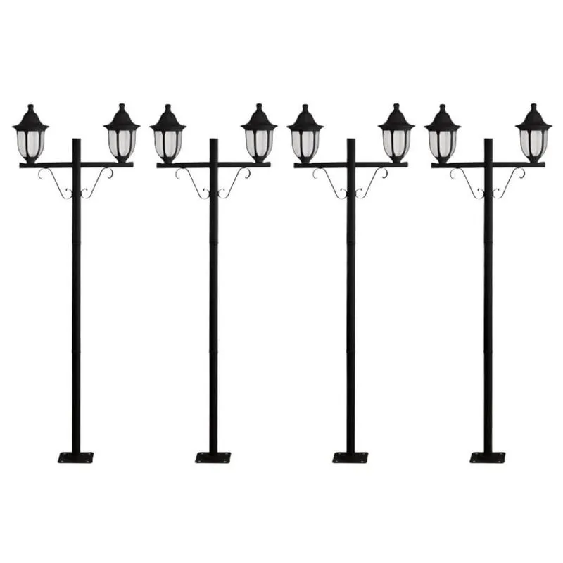 Kit 4 Postes de Iluminação Luminária Externa 1,6m Alumínio Preto Clássico Modena Dital