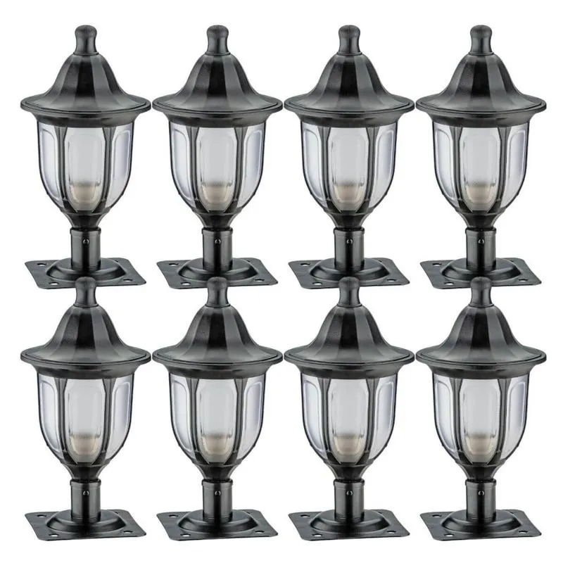 Jogo 8 Balizadores para Jardim 31cm Preto Termoplástico Alumínio Luminária Externa Modena Dital