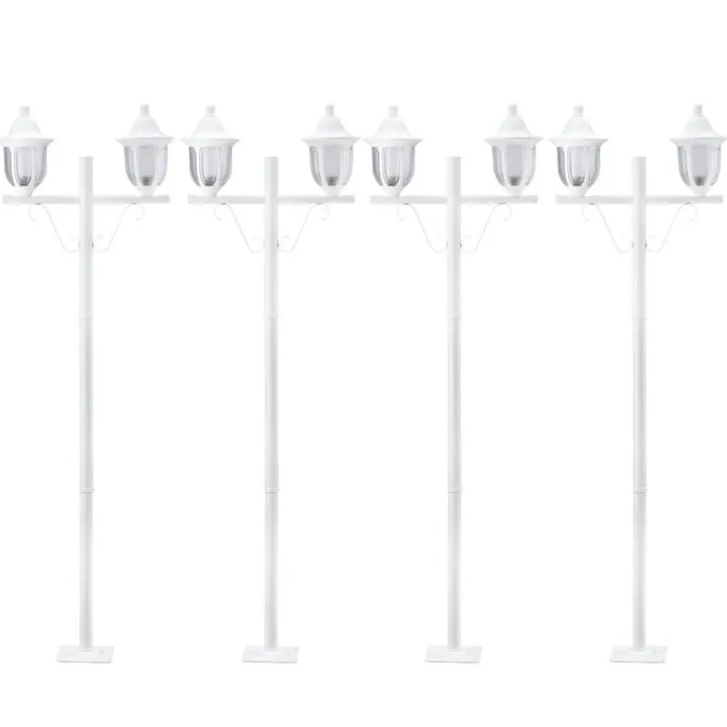 Kit 4 Postes Decorativos para Jardim 1,60m Branco Modena Dital E27 Bivolt Luminárias Externas Lente Fosca