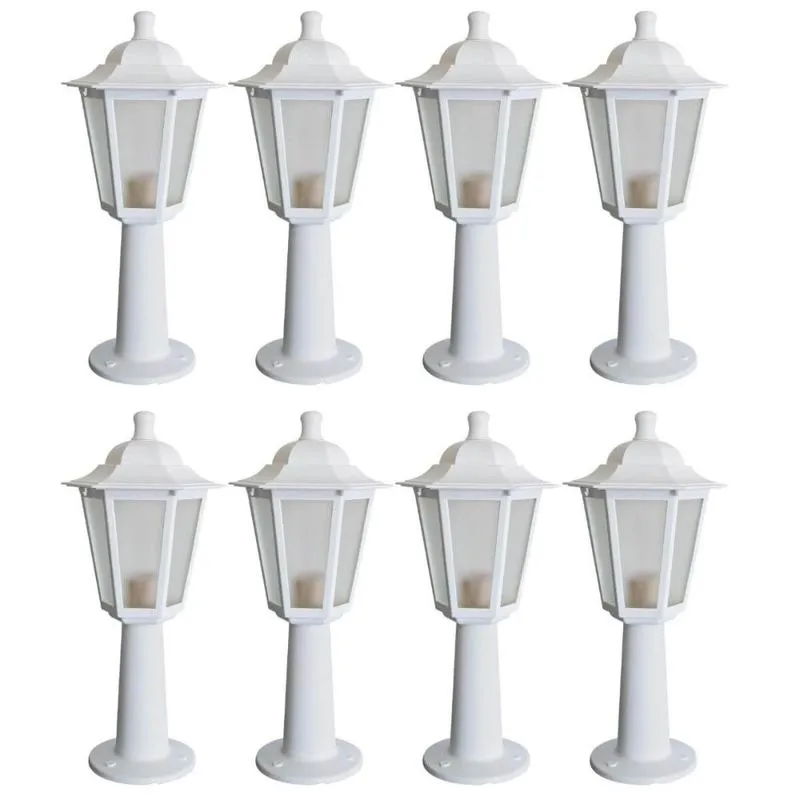 Conjunto 8 Balizadores para Jardim Iluminação Externa Branco Termoplástico Lente Fosca Grega Dital