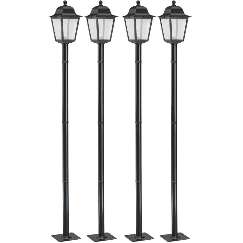Kit 4 Postes para Iluminação Externa 1,95m Jardim Praça E27 Lente Transparente Soberana Dital